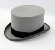 Gentleman's grey top hat, Moss Bros, size 7 1/2, a felt safari hat made by Dorian Safari with