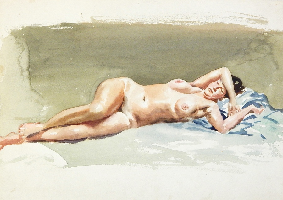 Harry Riley (1895-1966)
Watercolour
Reclining female nude figure, 53x39cm, unframed.
and a - Image 2 of 4