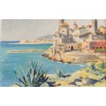 Harry Riley (1895-1966)
Oil on board 
"Costa Brava", dated verso, 26.5cm x 40cm 
Watercolour drawing