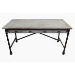 Oka limed oak and black metal modern desk  Live Bidding: If you would like a condition report on
