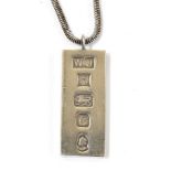 Silver ingot pendant on silver chain  Live Bidding: If you would like a condition report on this