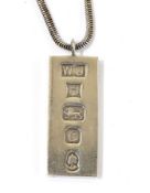 Silver ingot pendant on silver chain  Live Bidding: If you would like a condition report on this