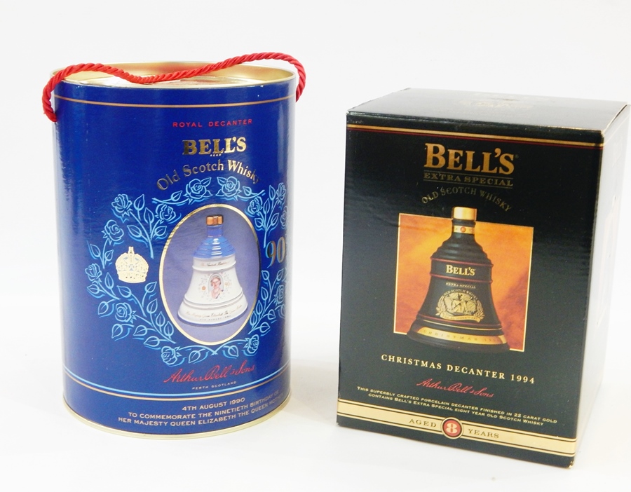 Three Bell's commemorative decanters including Christmas 1988, birth of Princess Beatrice 1988,