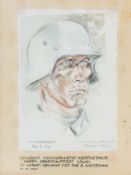 Watercolour drawing,
Max Heigl
Portrait of Herrn Oberleutnant Sachs, signed indistinctly,