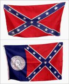 A confederate battle flag and an old state flag of Georgia