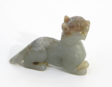 Oriental carved jade lion,