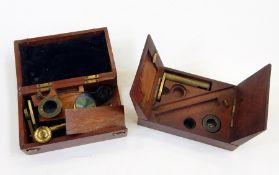 R Field & Son brass pocket microscope and another similar (both incomplete)