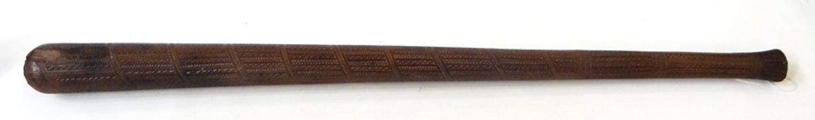 An Oceanic, possibly Tongan Povai or Bowai pole-club, with chevron carving, approx.