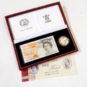 ERII 1992 special commemorative issues £10 note and silver proof 10p two coin set,