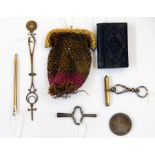 Sundry collectables including 19th century gilt-mounted mesh purse with floral mounts,