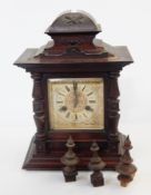 Victorian mahogany mantel clock with square dial having split pilaster case