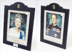 A pair of photographs, Her Majesty the Queen Elizabeth II and Prince Philip,