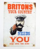 Tin sign "Britons Your Country Needs You" with General Kitchener