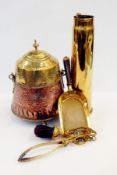 Brass and copper coal scuttle,