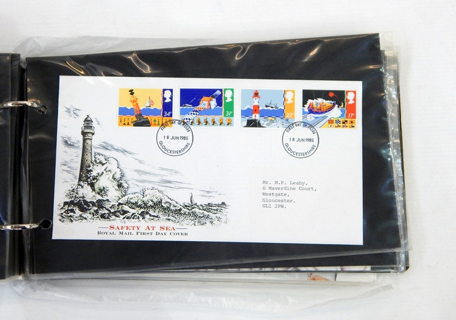 Folder of GB first day covers including one Falklands coin card and one Elvis Presley collection