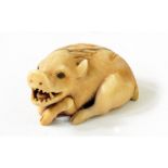 Japanese carved netsuke carved in the form of a waterhog (possibly ivory)