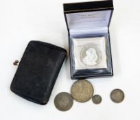Purse containing George IV 1821 crown, 1935 crown,