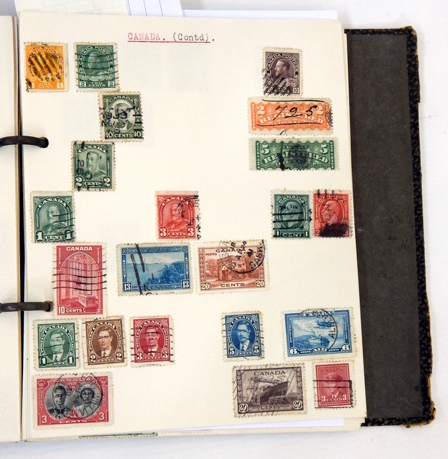 Four albums containing mixed world stamps with some remainders including Brazil and Hong Kong