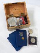 Box of English and foreign coins plus 1971 decimal sets (1 box)