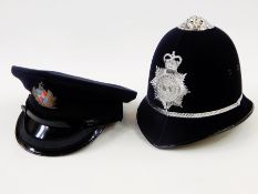 Policeman's cape with velvet collar, white metal lion's mask and chain fastener,