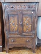 Reproduction oak cupboard with long frieze drawer, cupboard,