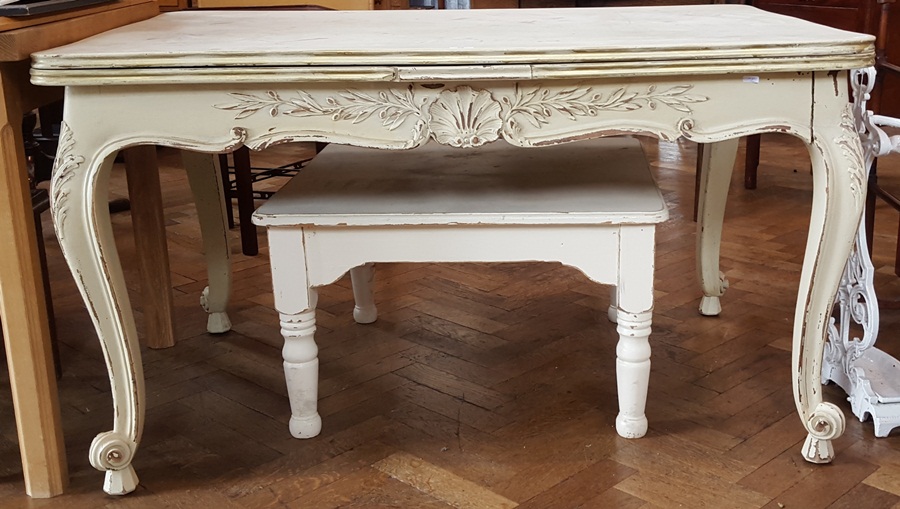 19th century style table with floral and shell decoration,