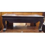 Chinese hardwood coffee table on square cabriole feet,