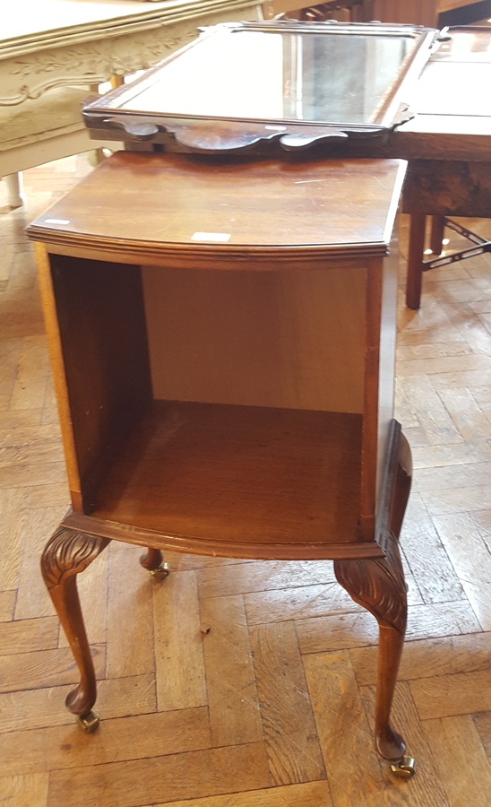 Georgian style mahogany fret frame wall mirror together with small bowfront open cupboard on