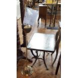 Glass top table with wrought iron,