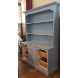 Modern painted Welsh dresser with one frieze drawer, cupboard below and two baskets either side,