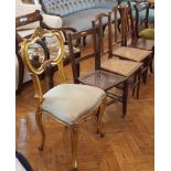 Victorian gilded balloon back single chair with upholstered stuffover seat,