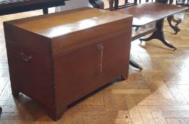 20th century pine coffer and reproduction coffee table on splayed and claw castor feet