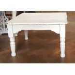 19th century style painted coffee table with turned and bulbous supports,