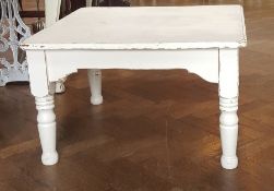19th century style painted coffee table with turned and bulbous supports,