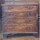 Stained oak chest of drawers with four graduating drawers, cockbead border, swan neck handles,