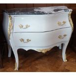 Louis XV style commode on cabriole legs, marble top,