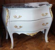 Louis XV style commode on cabriole legs, marble top,