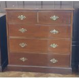 19th century chest of drawers of two short and three long drawers,