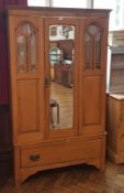 Pine wardrobe with long frieze drawer to bottom,