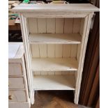 19th century painted open-face bookcase with three shelves