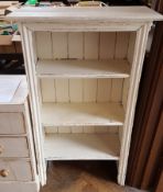 19th century painted open-face bookcase with three shelves