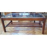 Oriental hardwood glazed table top with baluster legs