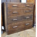 Oak chest of drawers with four graduated drawers