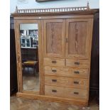 Pine linen chest with turned and bulbous cornice, two short and three long graduating drawers,