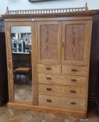 Pine linen chest with turned and bulbous cornice, two short and three long graduating drawers,