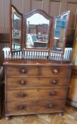 19th century mahogany chest of two short drawers and three long graduating drawers,