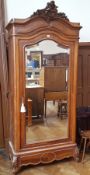 19th century French armoire wardrobe with floral cornice, mirrored front,