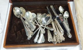 Quantity Cooper Ludlam silver plated table flatware, part set with shaped thread borders,