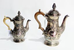 Victorian silver coffee pot and hot water pot,