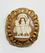 Gold-coloured metal mounted cameo decorated with the Three Graces'